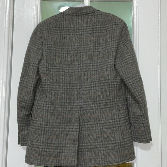 Egon von furstenberg for men vintage plaid grey men’s suit jacket tweed blazer - Picture 8 of 15
